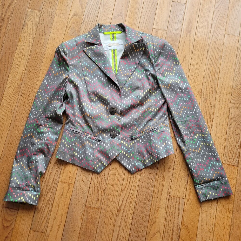 Riani Luxury Cotton Stretch Gray with Colourful Dashes Blazer 4